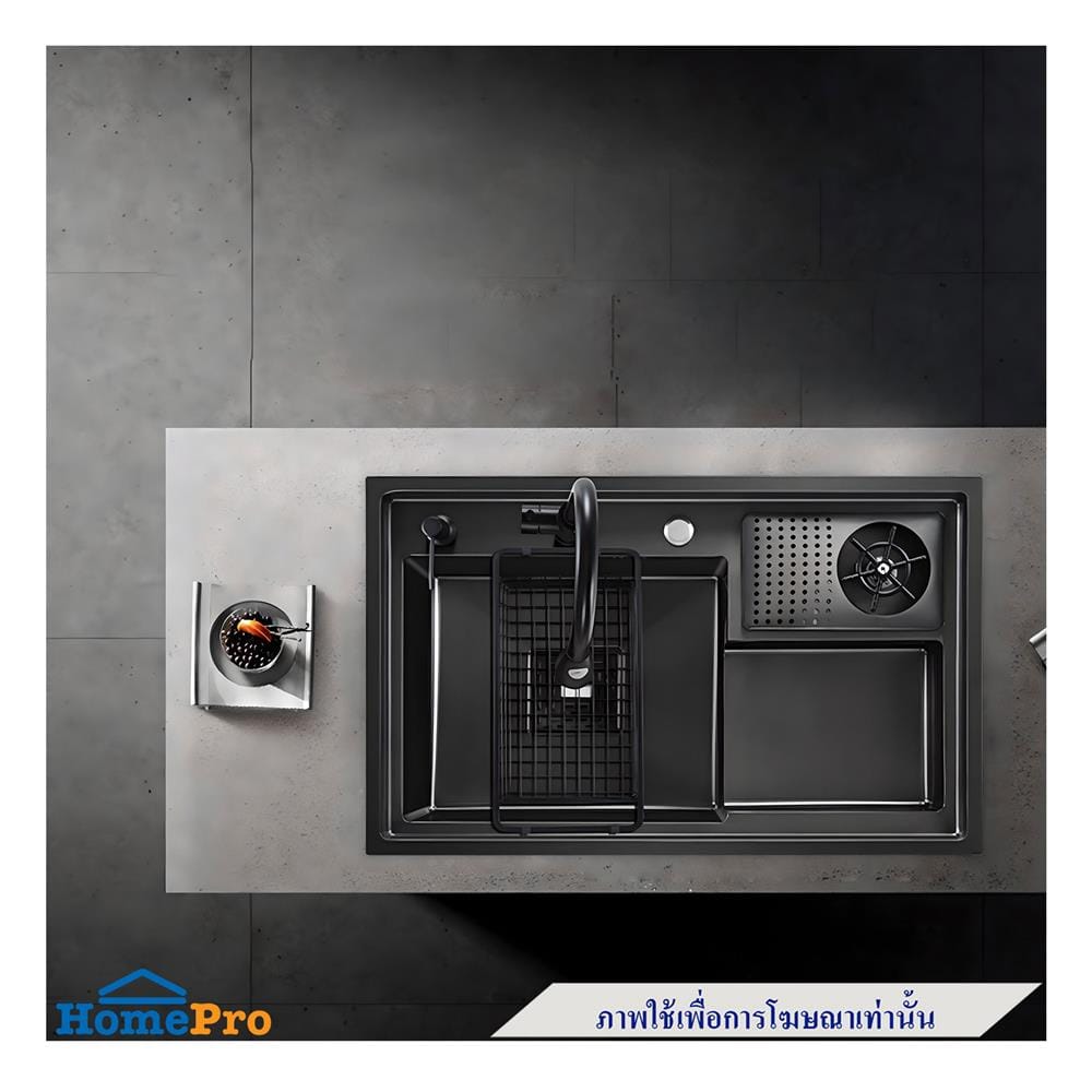 ซิงค์ฝัง 1 หลุม THAI FORWARD FH7848+TP656 สีเทาดำ