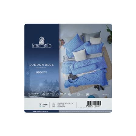 ชุดผ้าปูที่นอน 5 ฟุต 5 ชิ้น DUNLOPILLO LONDON BLUE DL-LB-02_5