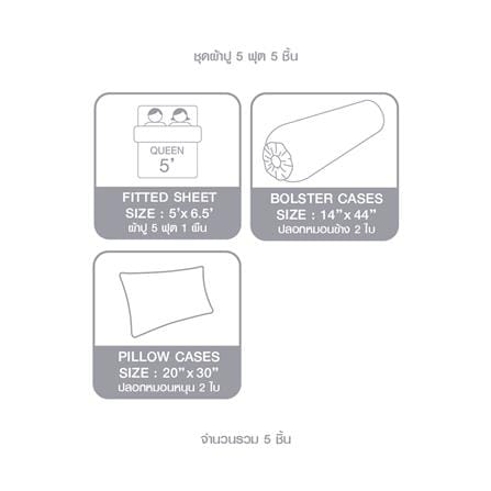 ชุดผ้าปูที่นอน 5 ฟุต 5 ชิ้น DUNLOPILLO LONDON BLUE DL-LB-05_7