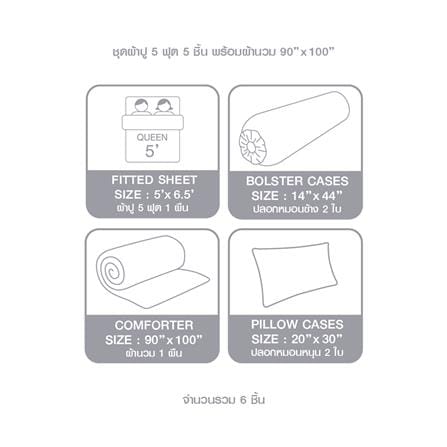 ชุดผ้าปูที่นอน 5 ฟุต 6 ชิ้น DUNLOPILLO LONDON BLUE DL-LB-02_7