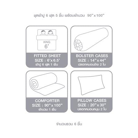 ชุดผ้าปูที่นอน 6 ฟุต 6 ชิ้น DUNLOPILLO LONDON BLUE DL-LB-02_7