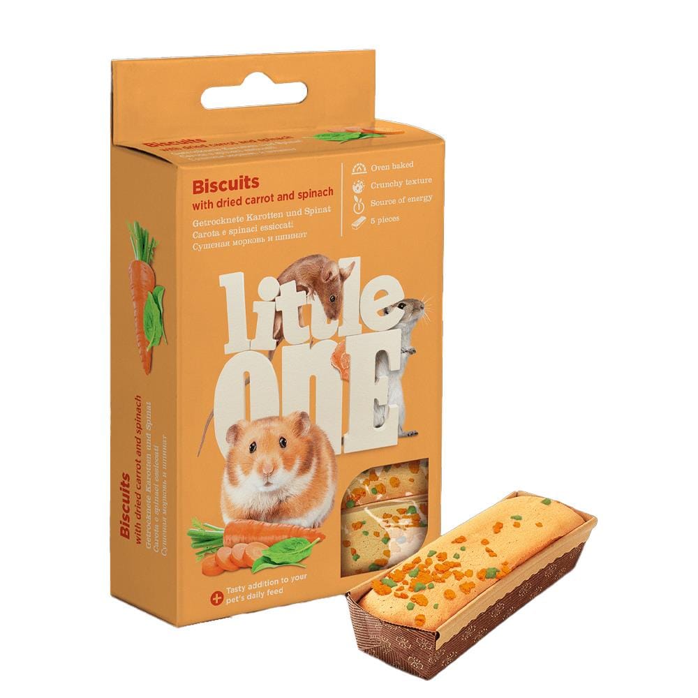 ขนมแฮมสเตอร์และหนู LITTLE ONE บิสกิตผสมแคร์รอตและผักโขม 180 ก.