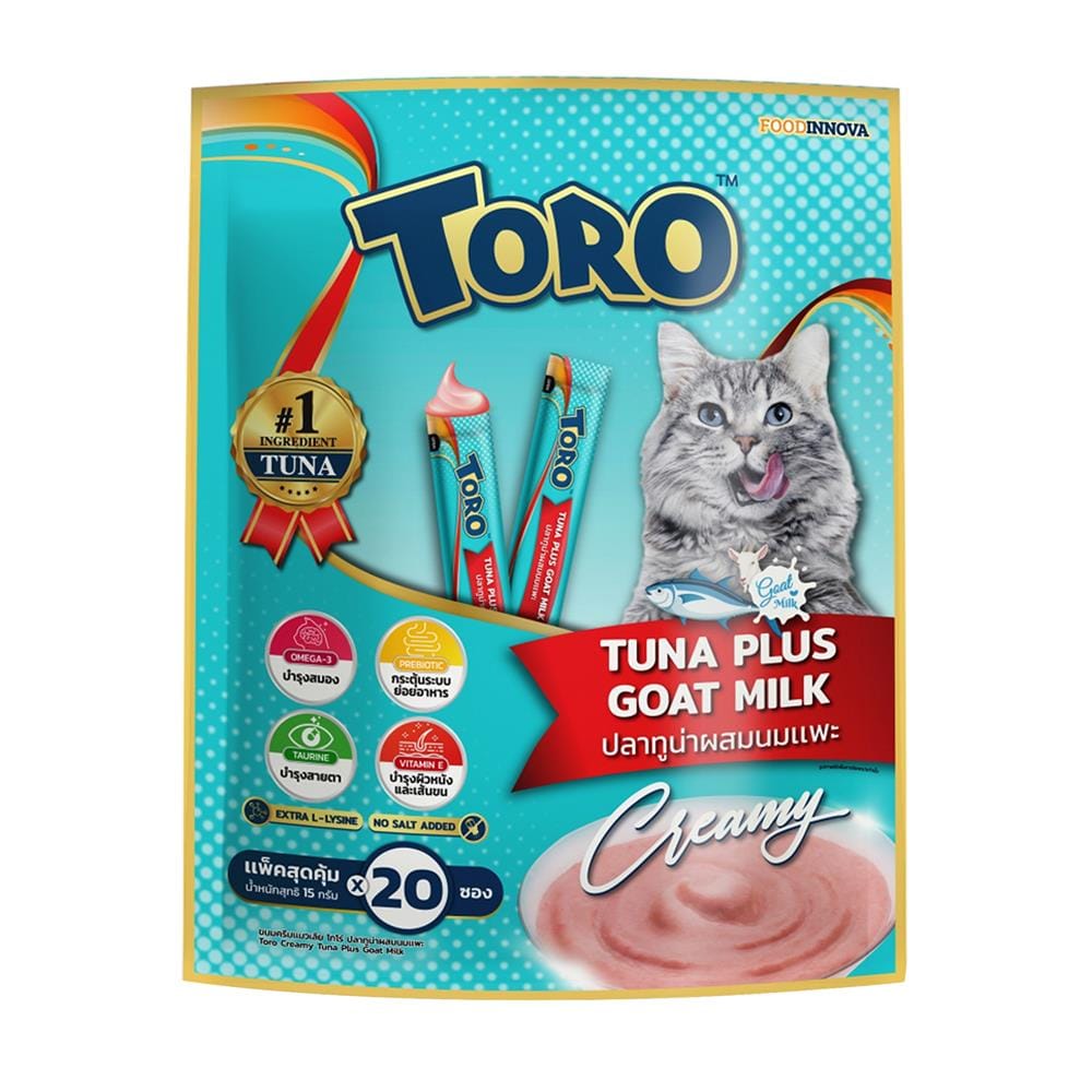ขนมแมวเลีย TORO TUNA PLUS GOAT MILK 15 กรัม X 20 ซอง