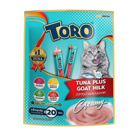 ขนมแมวเลีย TORO TUNA PLUS GOAT MILK 15 กรัม X 20 ซอง