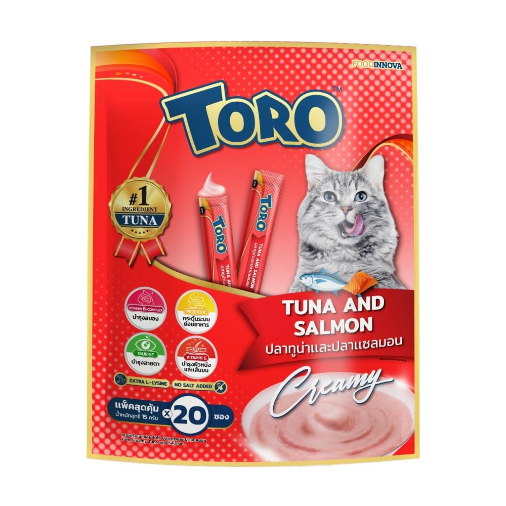 ขนมแมวเลีย TORO TUNA AND SALMON 15 ก. แพ็ก 20 ชิ้น