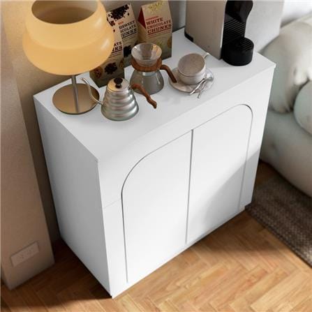 ตู้เตี้ยบานเปิด SB FURNITURE PUDDING 19216500 80 ซม. สีขาว_6