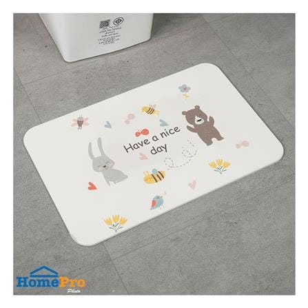 พรมหินเช็ดเท้า HOME LIVING STYLE FRIENDS 39X60 ซม. สีขาว_5