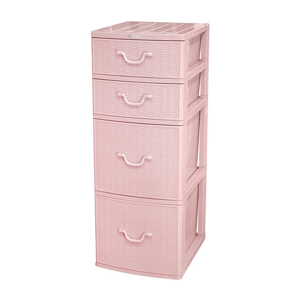 ตู้ลิ้นชักหวาย 4 ชั้น ME LIVING 42x49x110 ซม. สีชมพู