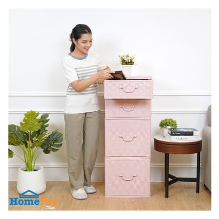 ตู้ลิ้นชักหวาย 4 ชั้น ME LIVING 42x49x110 ซม. สีชมพู_5