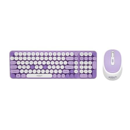 ชุดคีย์บอร์ดและเมาส์ไร้สาย ANITECH OPA812 สีม่วง_0