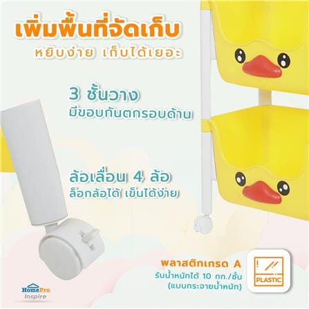 ชั้นวาง 3 ชั้น STACKO KID DUCK 38x25x84 ซม. สีเหลือง_6