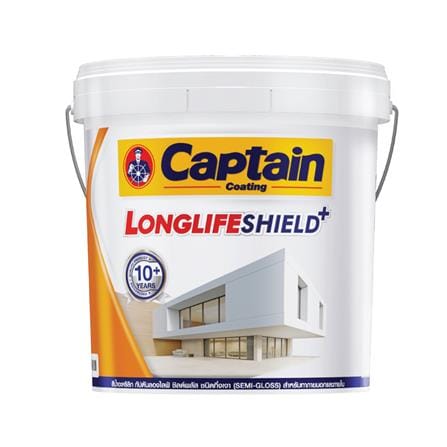 สีน้ำทาภายนอก ชนิดกึ่งเงา CAPTAIN LONGLIFESHIELDPLUS BASE D สีขาว 1 แกลลอน_0