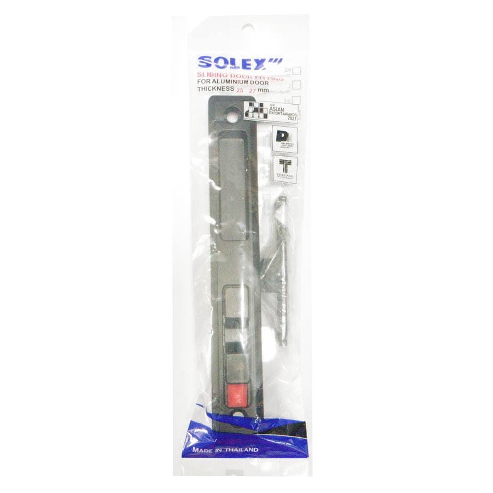 มือจับบานเลื่อน ปุ่มล็อก SOLEX L สีดำ