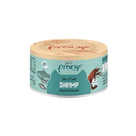 อาหารเปียกแมว PRAMY TUNA MEAT TOPPING SHRIMP IN JELLY 80 ก._0