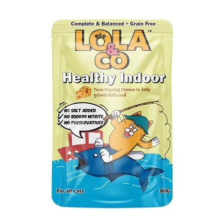 อาหารเปียกแมว LOLA&CO HEALTHY INDOOR TUNA TOPPING CHEESE IN JELLY 80 ก._0