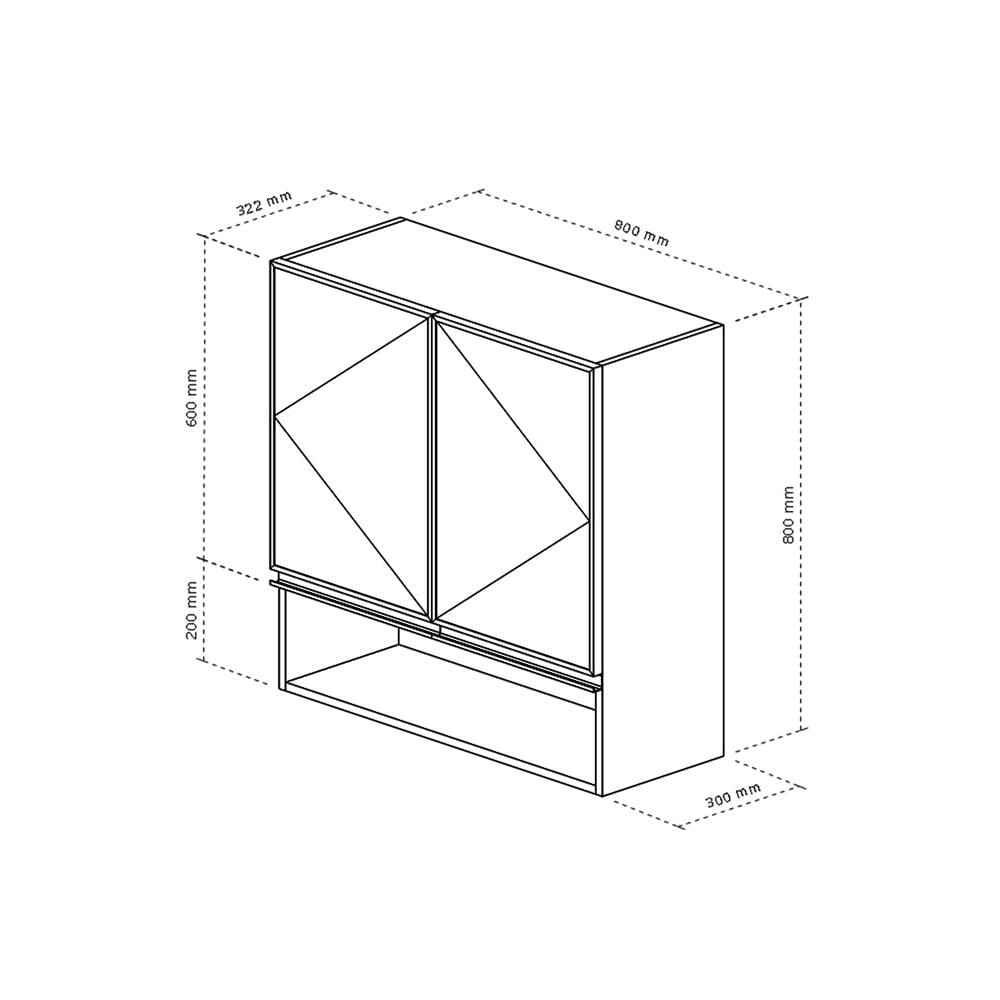 ตู้แขวนบานเปิดคู่พร้อมช่องโล่ง STARMARK BRIX 80x80 ซม. สี METAL