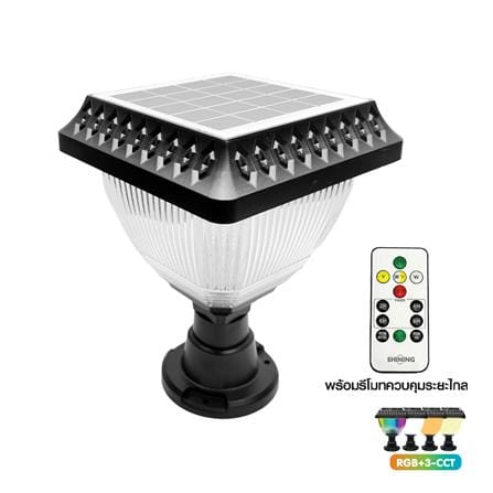 ไฟหัวเสา SOLAR SHINING S-PTL01B-XXSL 3 วัตต์ RGB สีดำ_0