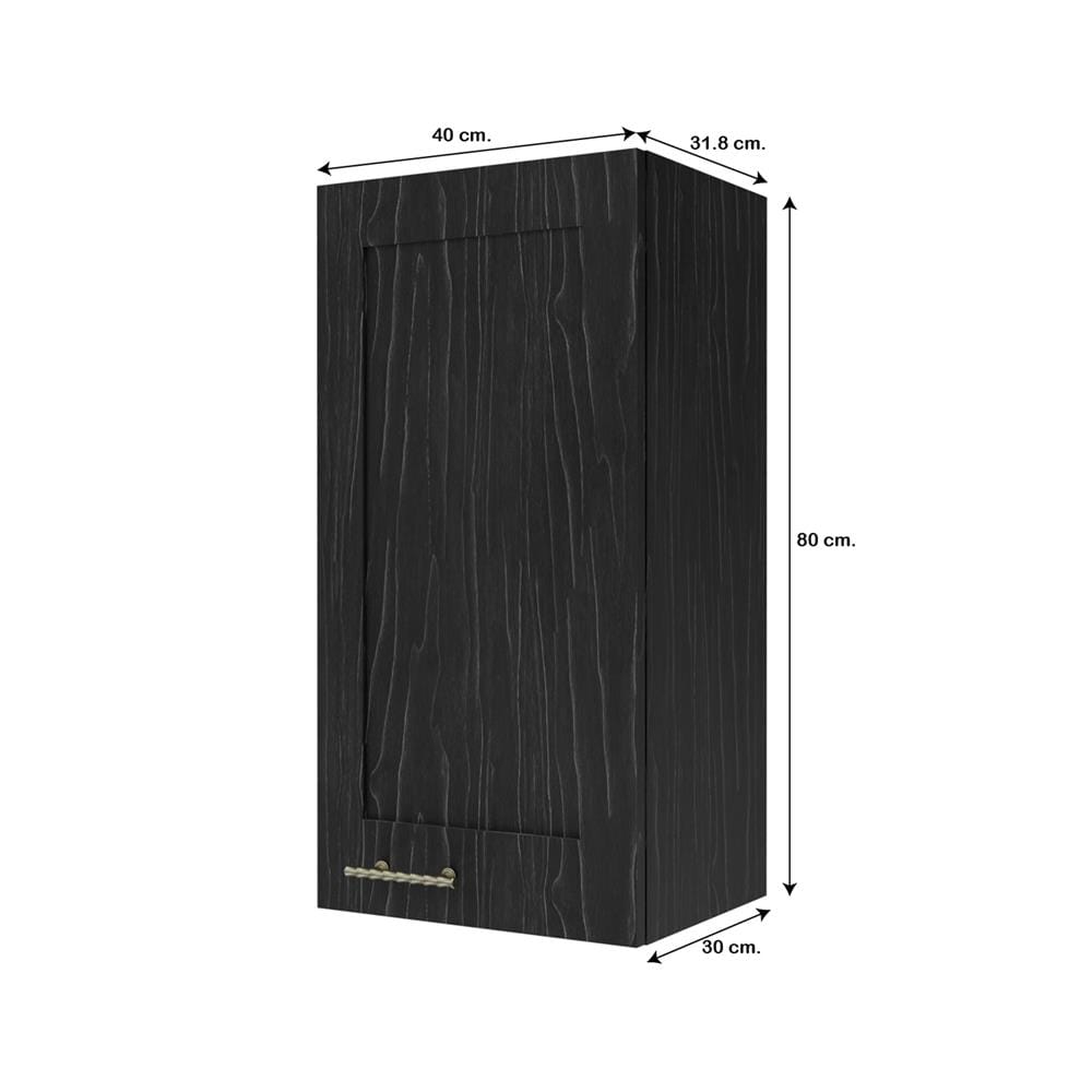 ตู้แขวนเดี่ยวบานเปิดขวา JUPITER GLORY OAK 40x80 ซม. สีดำ