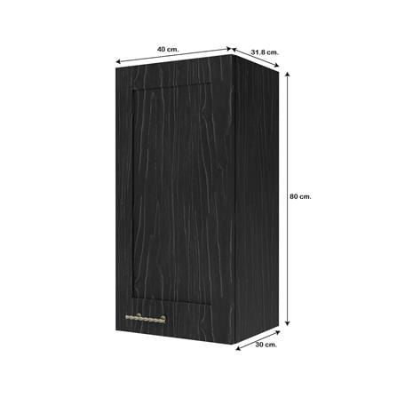 ตู้แขวนเดี่ยวบานเปิดขวา JUPITER GLORY OAK 40x80 ซม. สีดำ_5