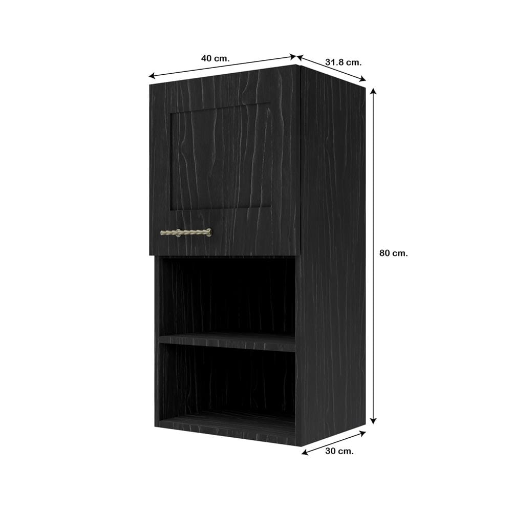 ตู้แขวนเดี่ยวพร้อมช่องโล่ง JUPITER GLORY OAK 40x80 ซม. สีดำ
