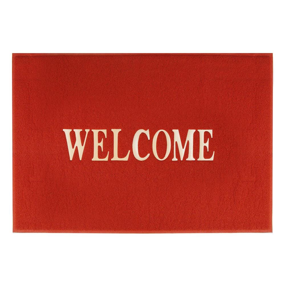 พรมเช็ดเท้าดักฝุ่น HOME LIVING STYLE WELCOME 120X180 ซม. สีแดง