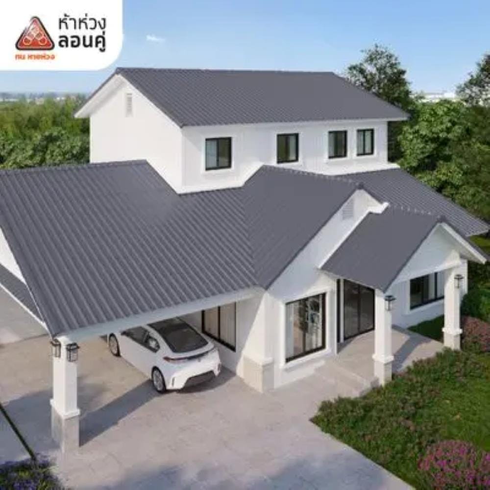 กระเบื้องหลังคาลอนคู่ ห้าห่วง 0.5x50x120 ซม. สีมิดไนท์เกรย์