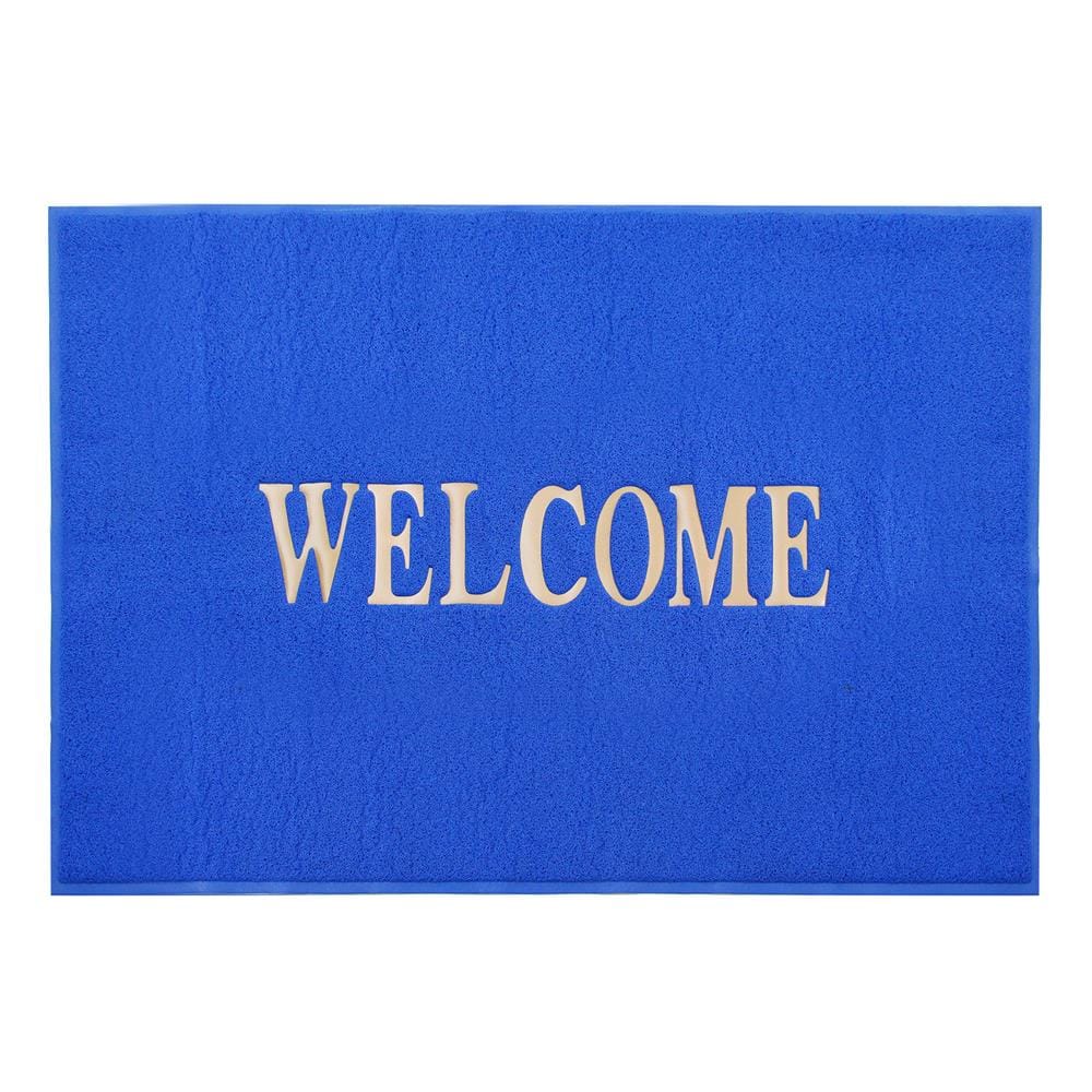 พรมเช็ดเท้าดักฝุ่น HOME LIVING STYLE WELCOME 120X180 ซม. สีน้ำเงิน