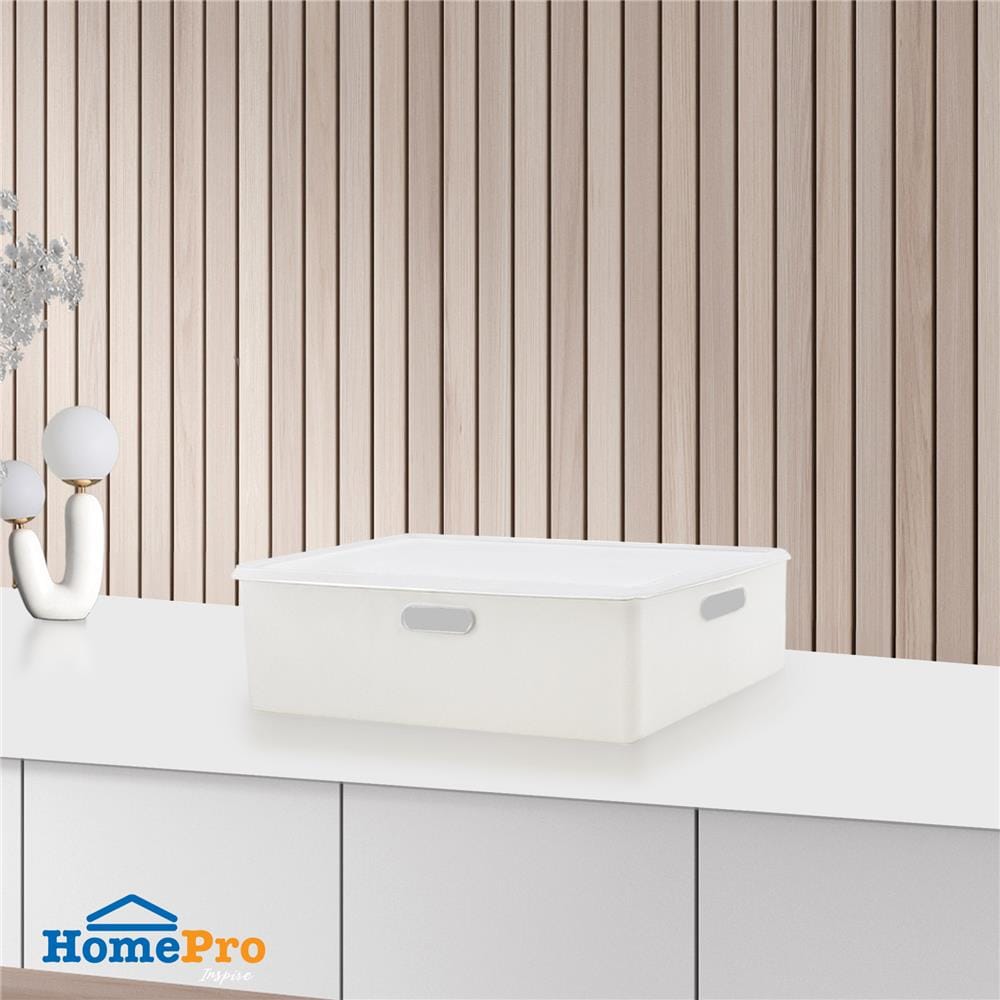 กล่องเก็บของมีฝา STACKO BT30-2 26.3x38.6x12 ซม. สีขาว