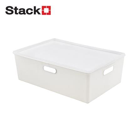 กล่องเก็บของมีฝา STACKO BT30-2 26.3x38.6x12 ซม. สีขาว_1