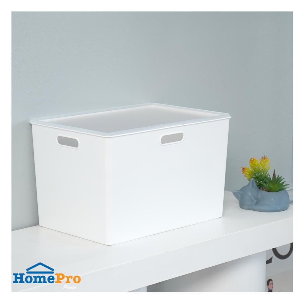 กล่องเก็บของมีฝา STACKO BT40-2 26.3x38.6x23 ซม. สีขาว