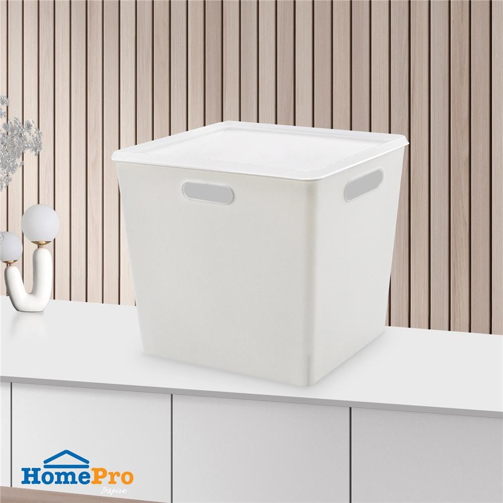 กล่องเก็บของมีฝา STACKO BT25-2 19.1x26.4x23 ซม. สีขาว