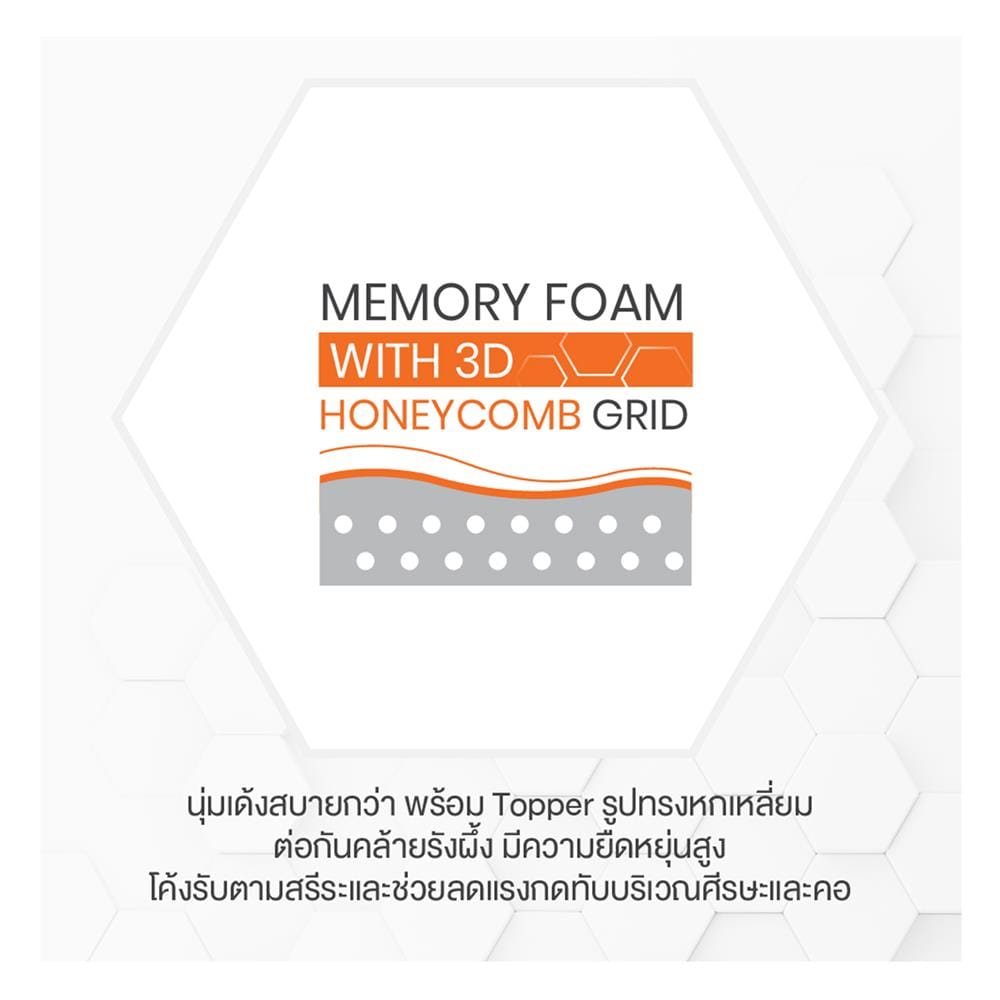 หมอนสุขภาพ เมมโมรี่โฟม ERGOTREND HEXPERT 3D 60x40x13 ซม. สีขาว
