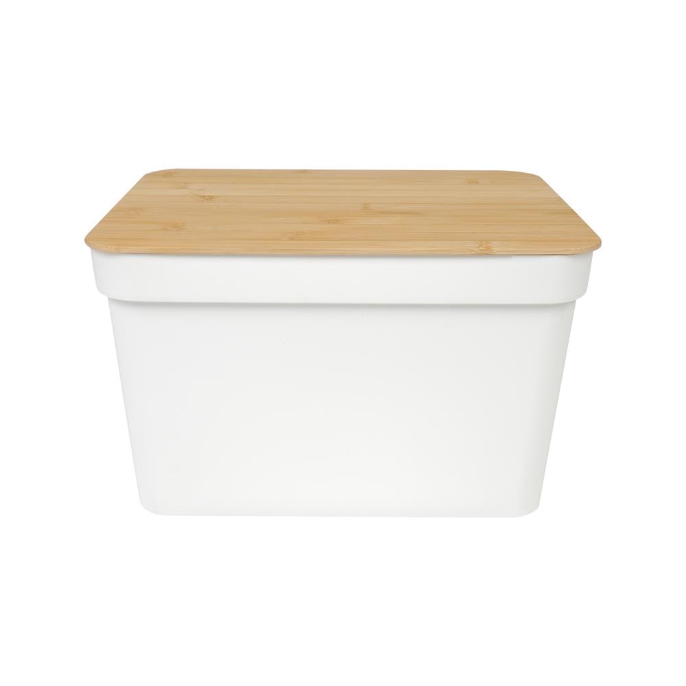 กล่องฝาไม้ 15 ลิตร STACKO HOMEY 35x26x22 ซม. สีขาว