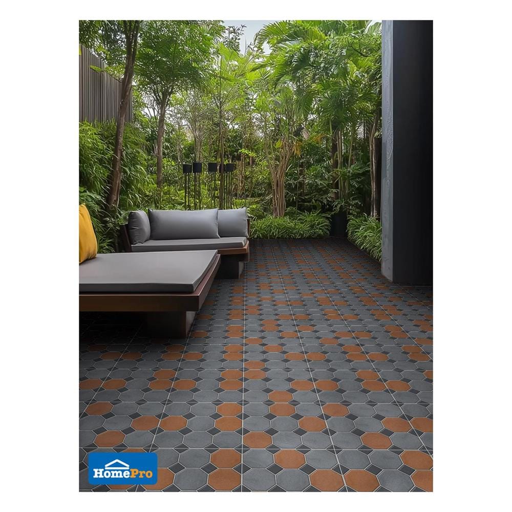 กระเบื้องพื้น 16x16 นิ้ว COTTO ซีเมนต์ บล็อค มิกซ์ เทา PM 0.96 ตร.ม.