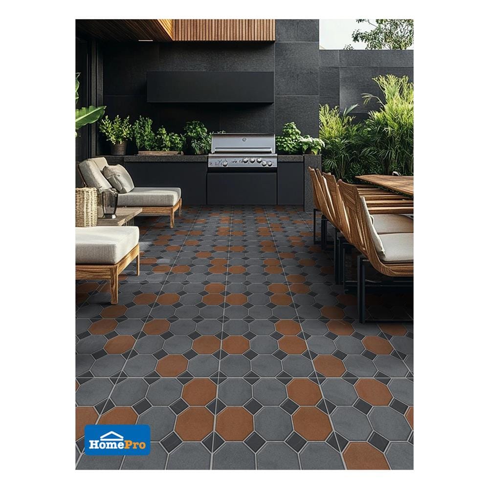 กระเบื้องพื้น 16x16 นิ้ว COTTO ซีเมนต์ บล็อค มิกซ์ เทา PM 0.96 ตร.ม.
