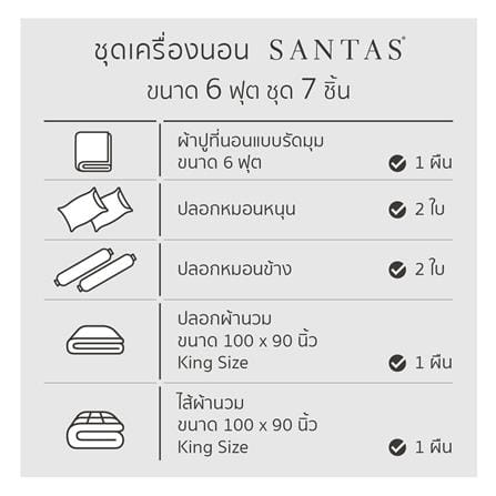 ชุดผ้าปูที่นอน 6 ฟุต 7 ชิ้น SANTAS PINE BI_6