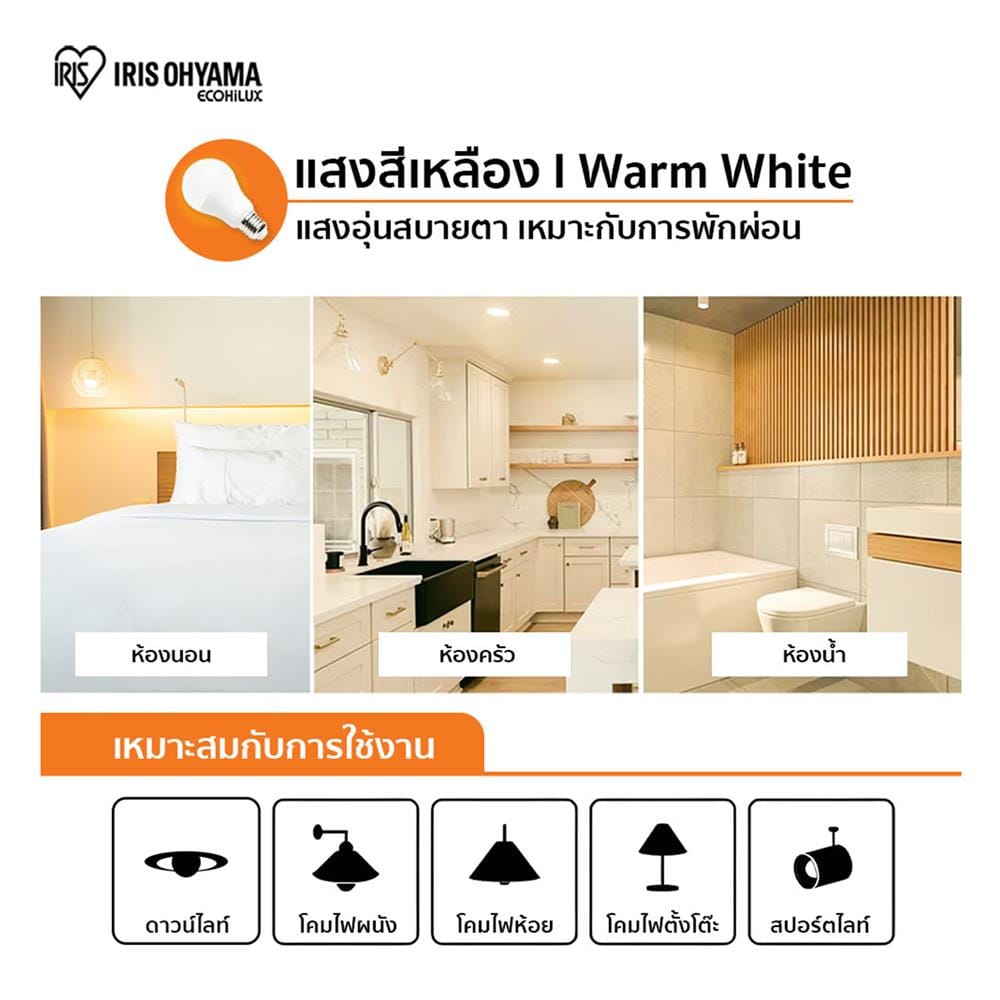 หลอด LED IRIS OHYAMA THLDA6L-H-6 6 วัตต์ WARM WHITE E27