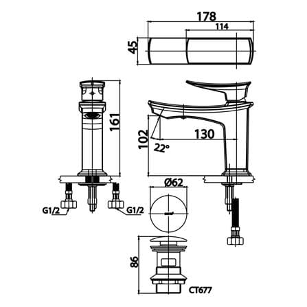 ก๊อกอ่างล้างหน้าผสม COTTO CT2251A สีโครม_1