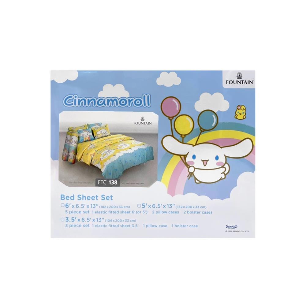ชุดผ้าปูที่นอน 3.5 ฟุต 3 ชิ้น FOUNTAIN CINNAMOROLL 70105-FTC138