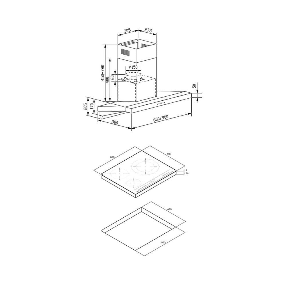 เตาฝัง+เครื่องดูดควัน TEKA IBC63015+DHA90 BK