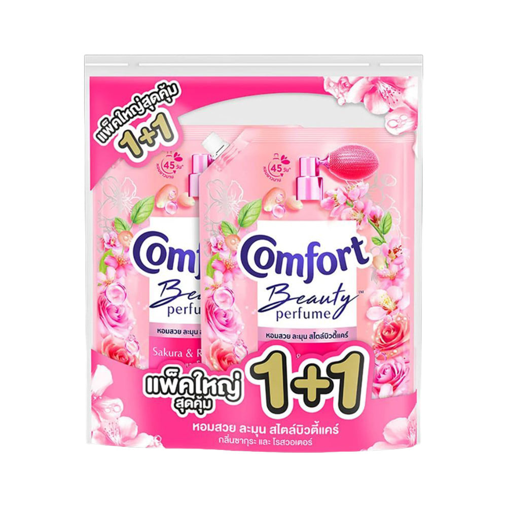 น้ำยาปรับผ้านุ่ม COMFORT 450 มล. กลิ่นซากุระและโรสวอเตอร์ (แพ็ก 1+1 ชิ้น)