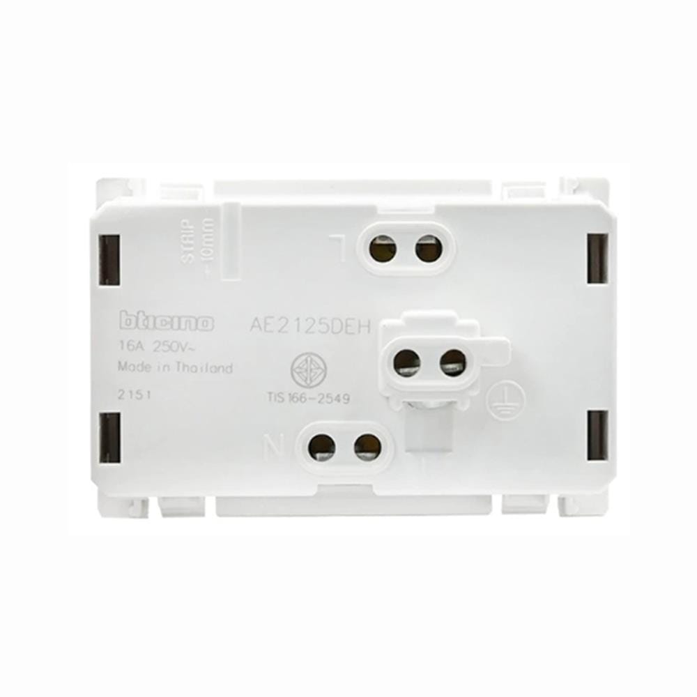 เต้ารับคู่ 3 ขา กลมแบน BTICINO BAMBOO AE2125DEH สีเบจ