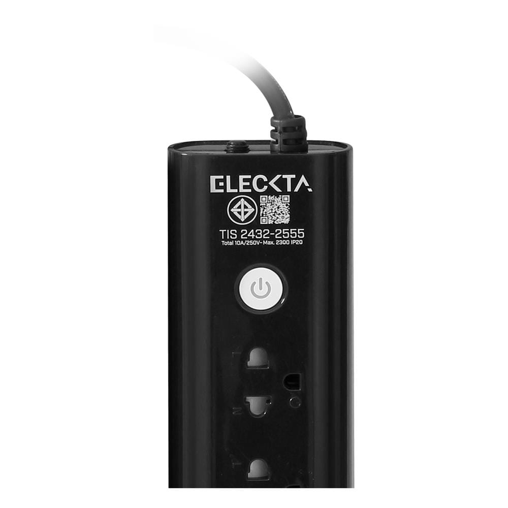 รางปลั๊กไฟ 3 ช่อง 1 สวิตซ์ 1 USB 1 TYPE-C ELECKTA 3 ม. สีดำ