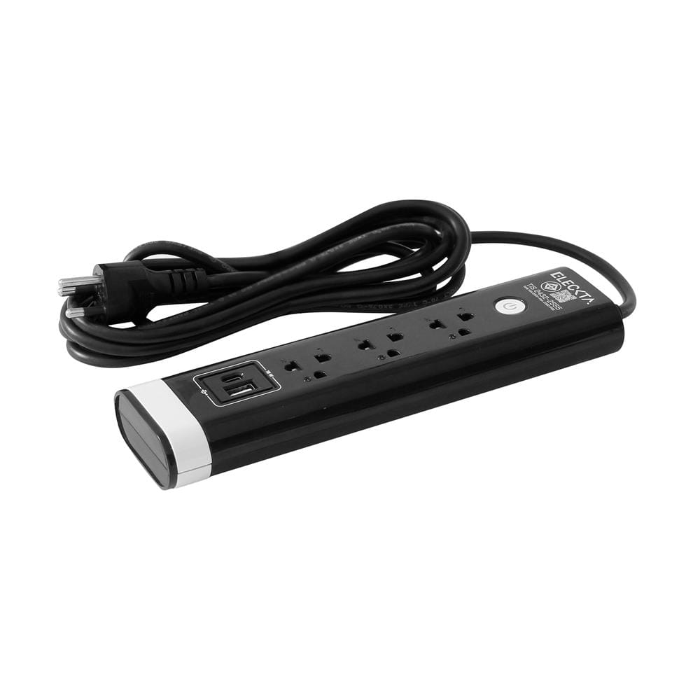 รางปลั๊กไฟ 3 ช่อง 1 สวิตซ์ 1 USB 1 TYPE-C ELECKTA 3 ม. สีดำ