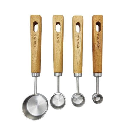 ชุดช้อนตวงสเตนเลส COOK CHARMY CYAN 4 ชิ้น ด้ามไม้_0