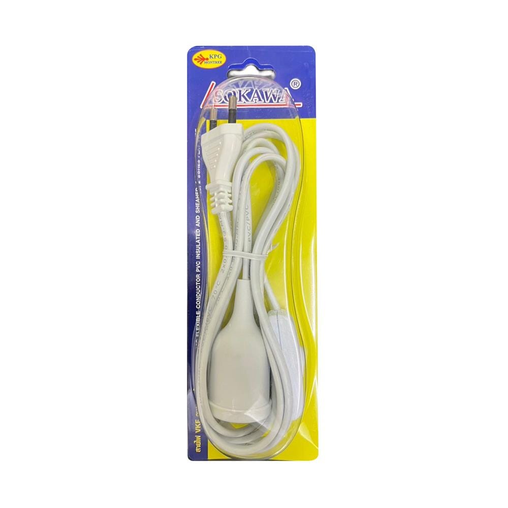 ขั้วหลอดพร้อมสายมีสวิตช์ SOKAWA S-326 2 เมตร สีขาว