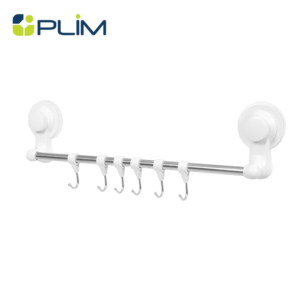 ราวแขวนสุญญากาศ 42.2 ซม. พร้อมขอแขวน 6 ชิ้น PLIM SL5070 สีขาว