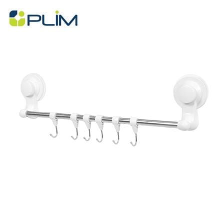 ราวแขวนสุญญากาศ 42.2 ซม. พร้อมขอแขวน 6 ชิ้น PLIM SL5070 สีขาว_0