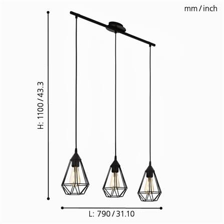 ไฟช่อ EGLO TARBES 94189 สีดำ 3 หัว_4