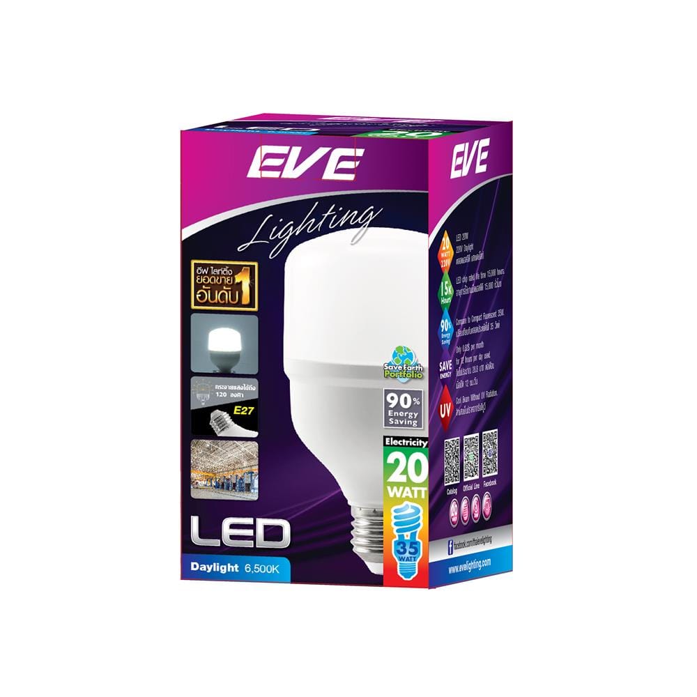 หลอด LED EVE HIGHWATT SHOP 20 วัตต์ DAYLIGHT E27